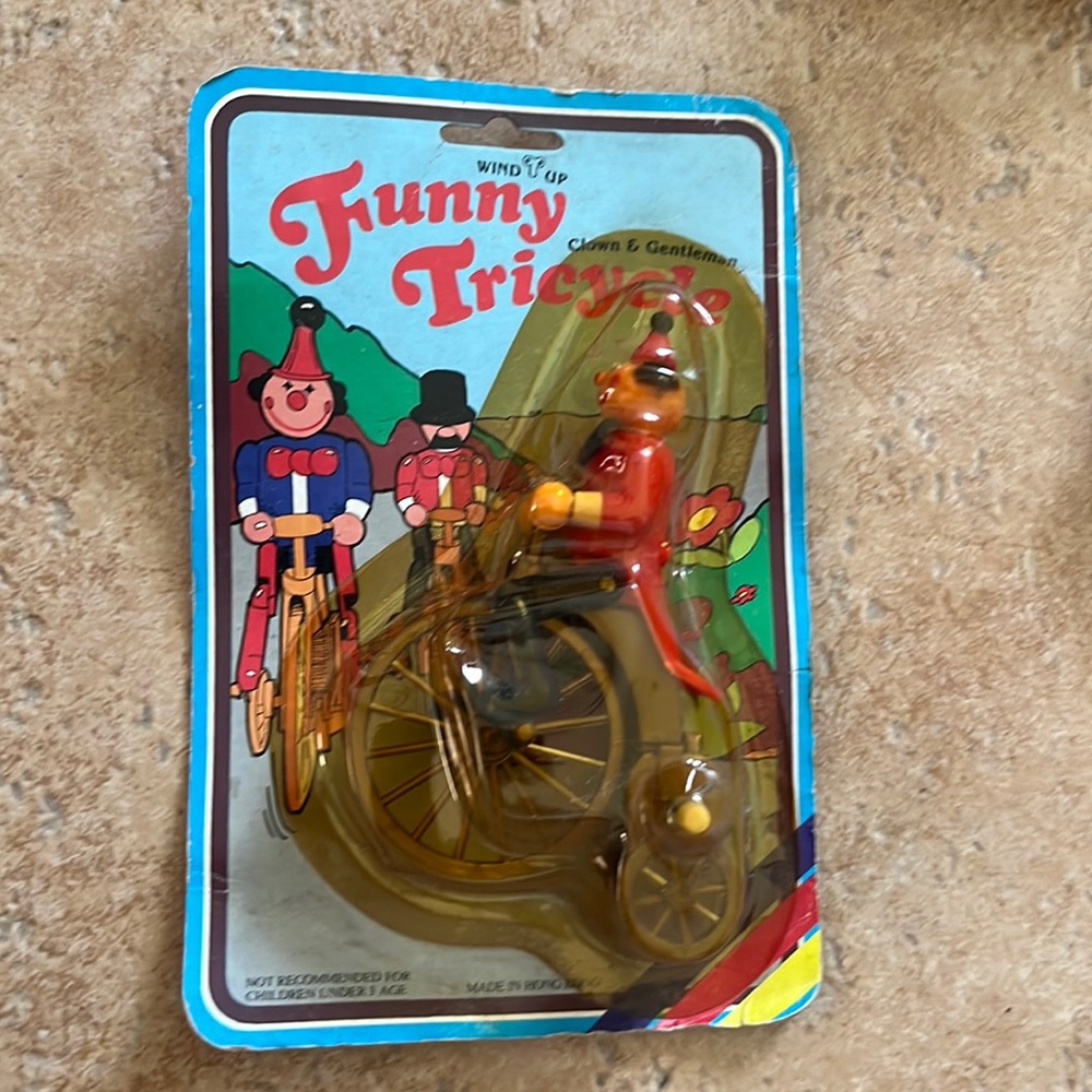 Funny Tricycle wind up Clown Gentleman